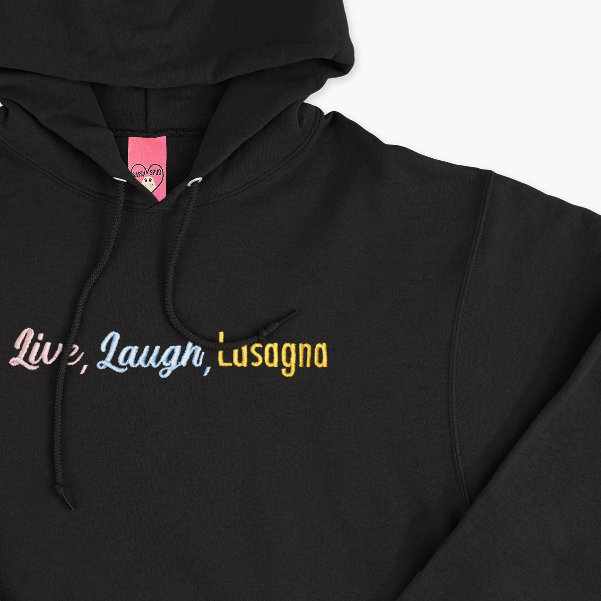 Live Laugh Lasagna Embroidered Hoodie (Unisex) - Image 3