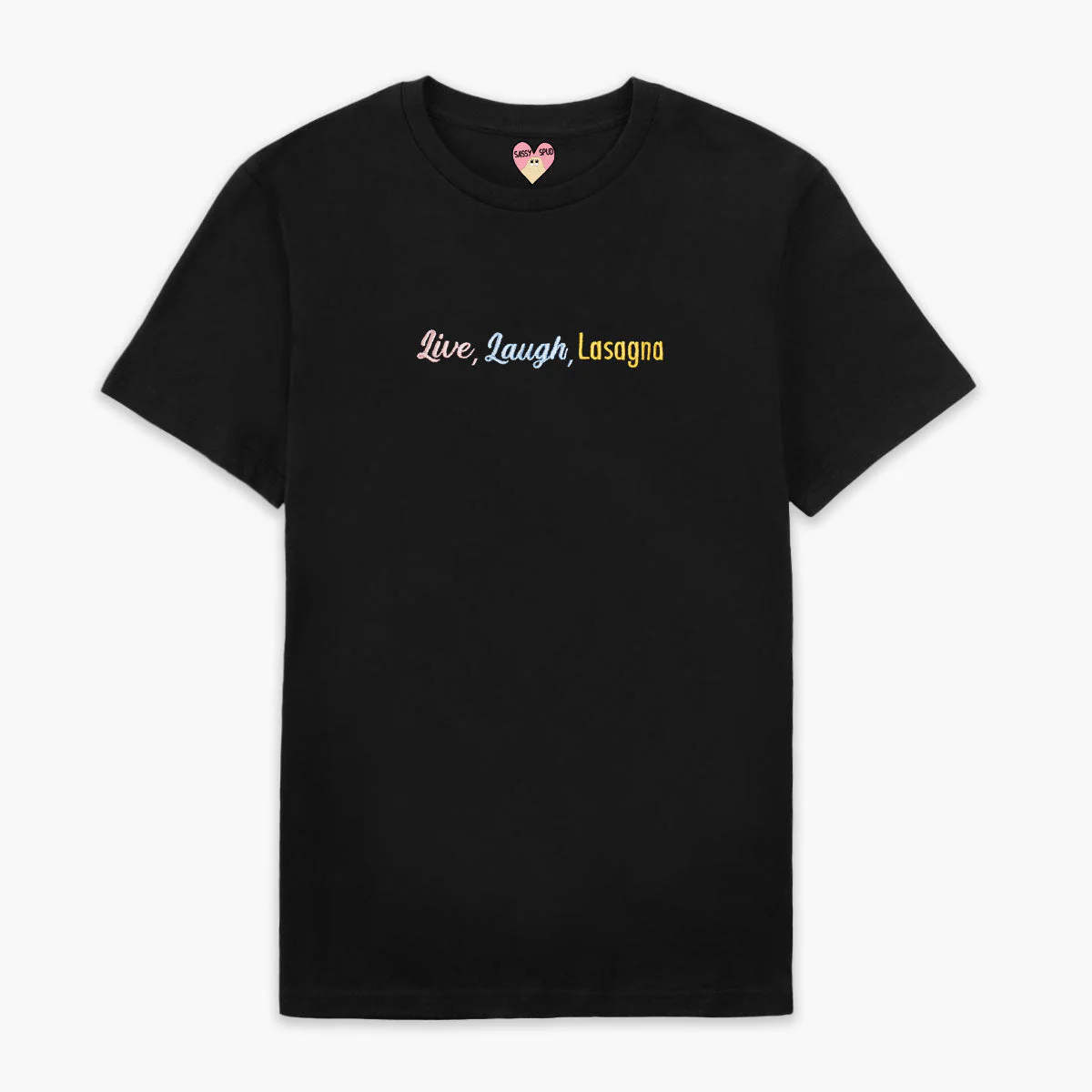 Live Laugh Lasagna Embroidered T-Shirt (Unisex) - Image 3