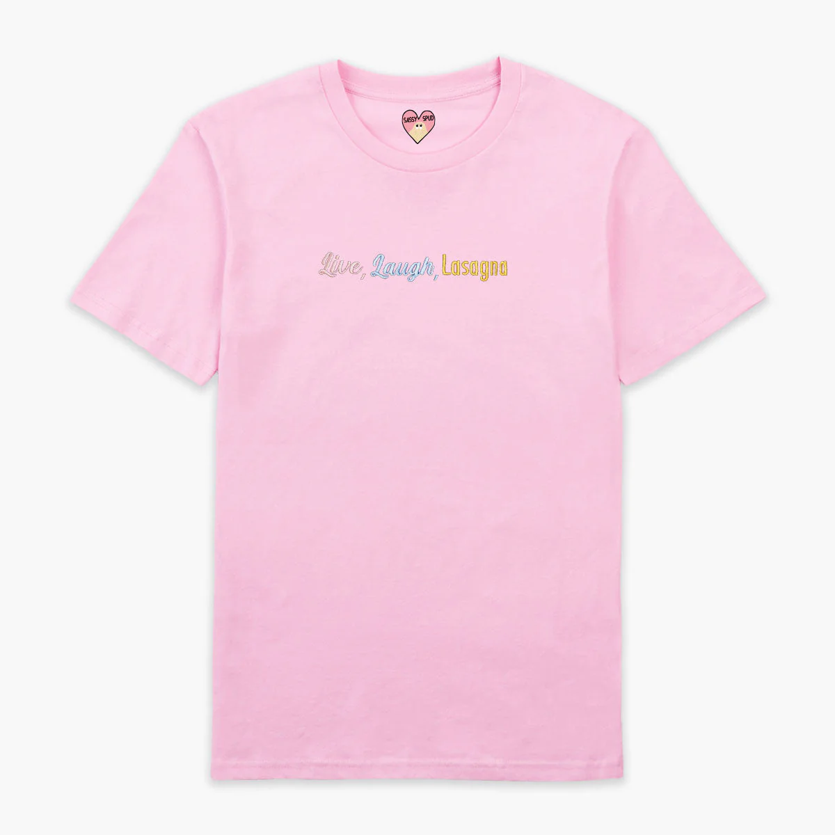 Live Laugh Lasagna Embroidered T-Shirt (Unisex) - Image 5