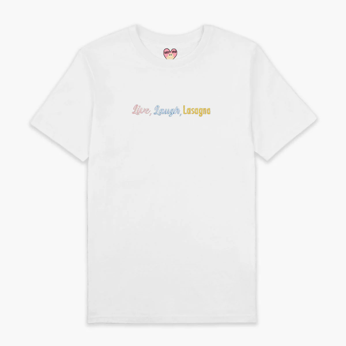 Live Laugh Lasagna Embroidered T-Shirt (Unisex) - Image 6