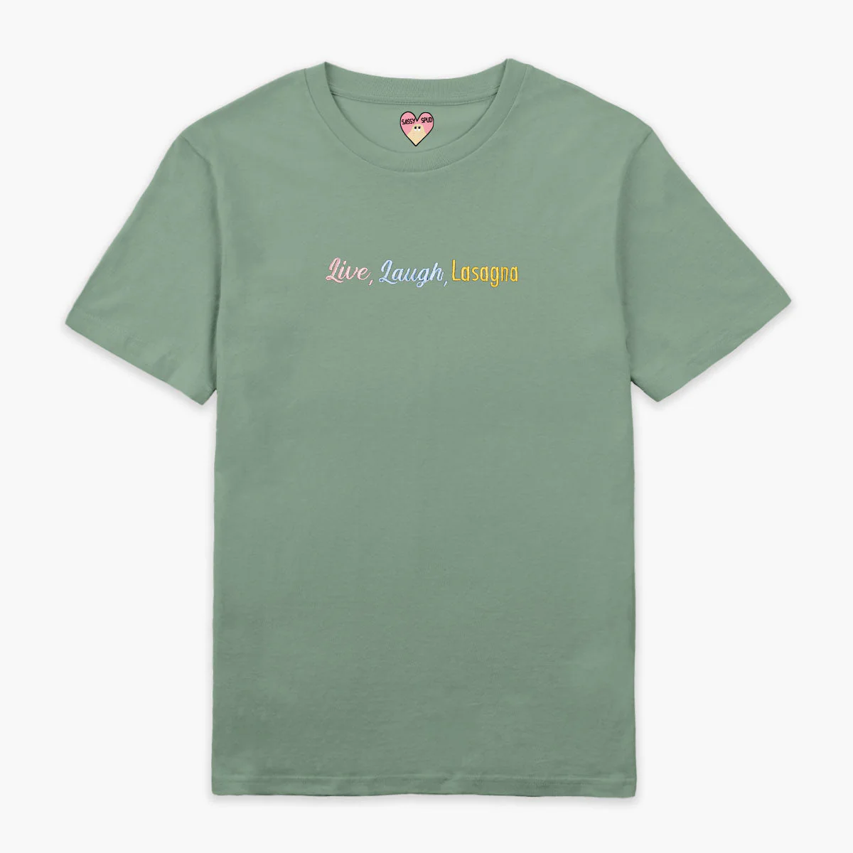 Live Laugh Lasagna Embroidered T-Shirt (Unisex) - Image 7