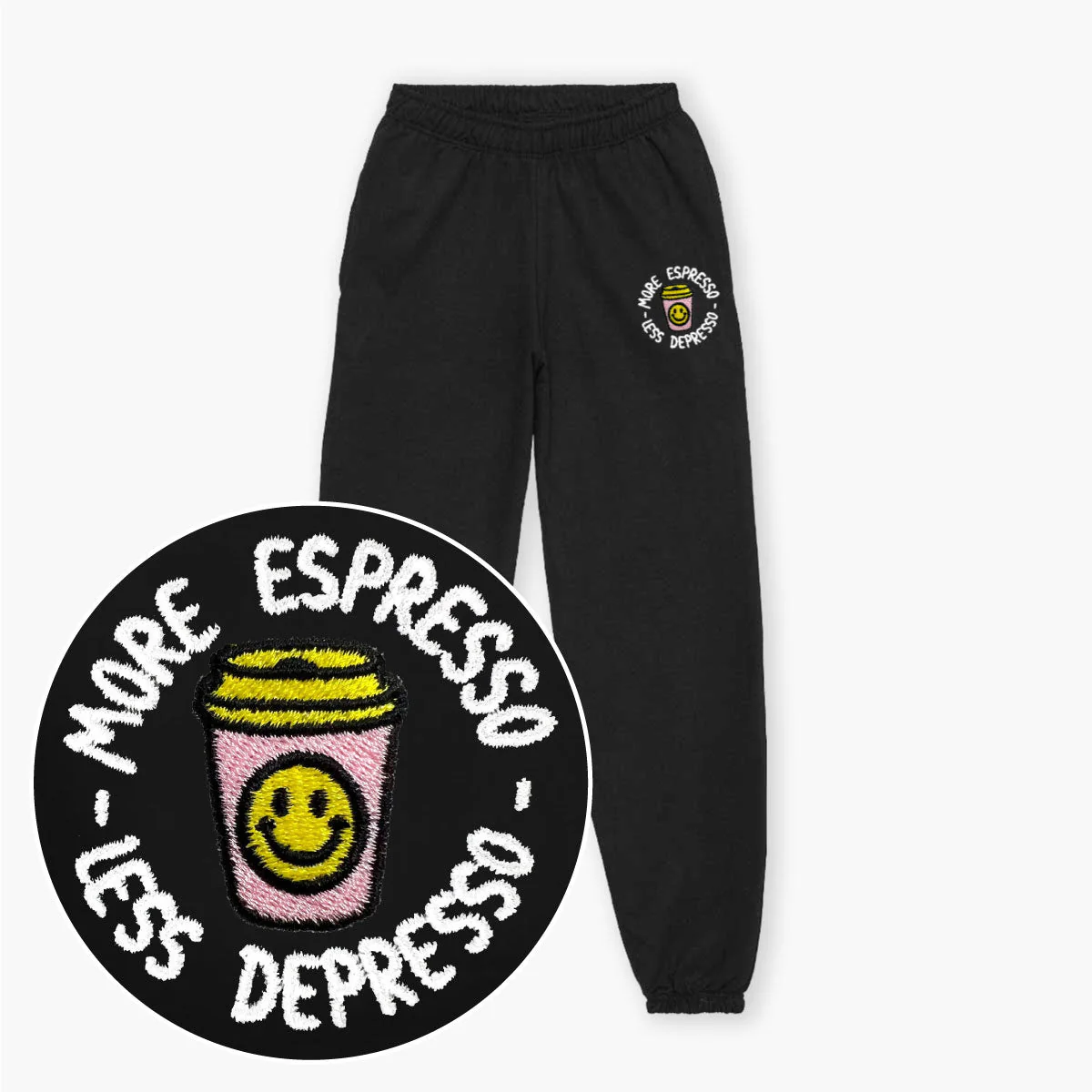 More Espresso Less Depresso Embroidered Joggers (Unisex) - Image 3