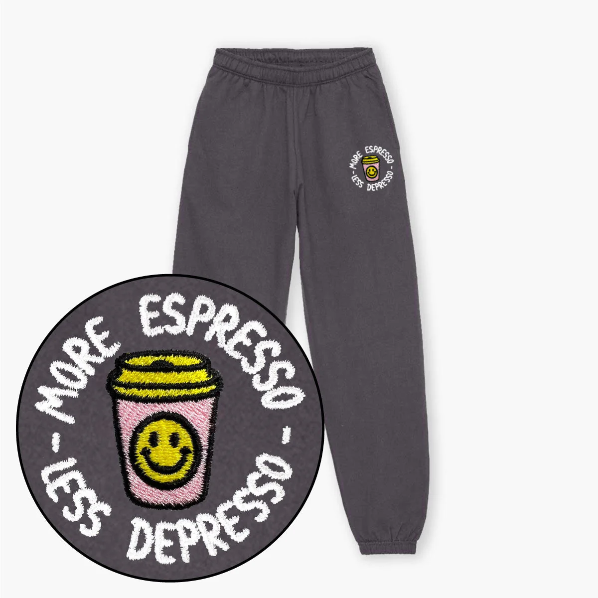 More Espresso Less Depresso Embroidered Joggers (Unisex) - Image 4