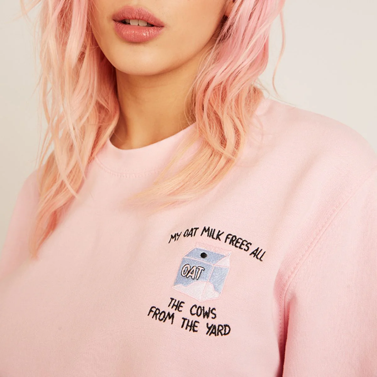 My Oat Milk Frees All The Cows From The Yard Embroidered Sweatshirt (Unisex) - Image 4