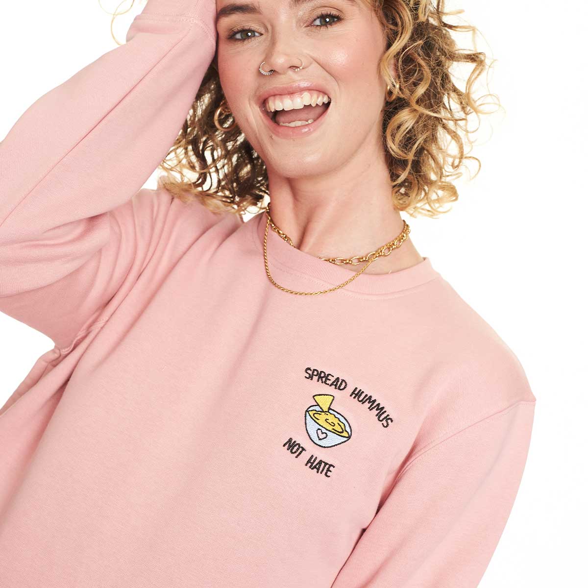 Spread Hummus Not Hate Embroidered Sweatshirt (Unisex) - Image 6