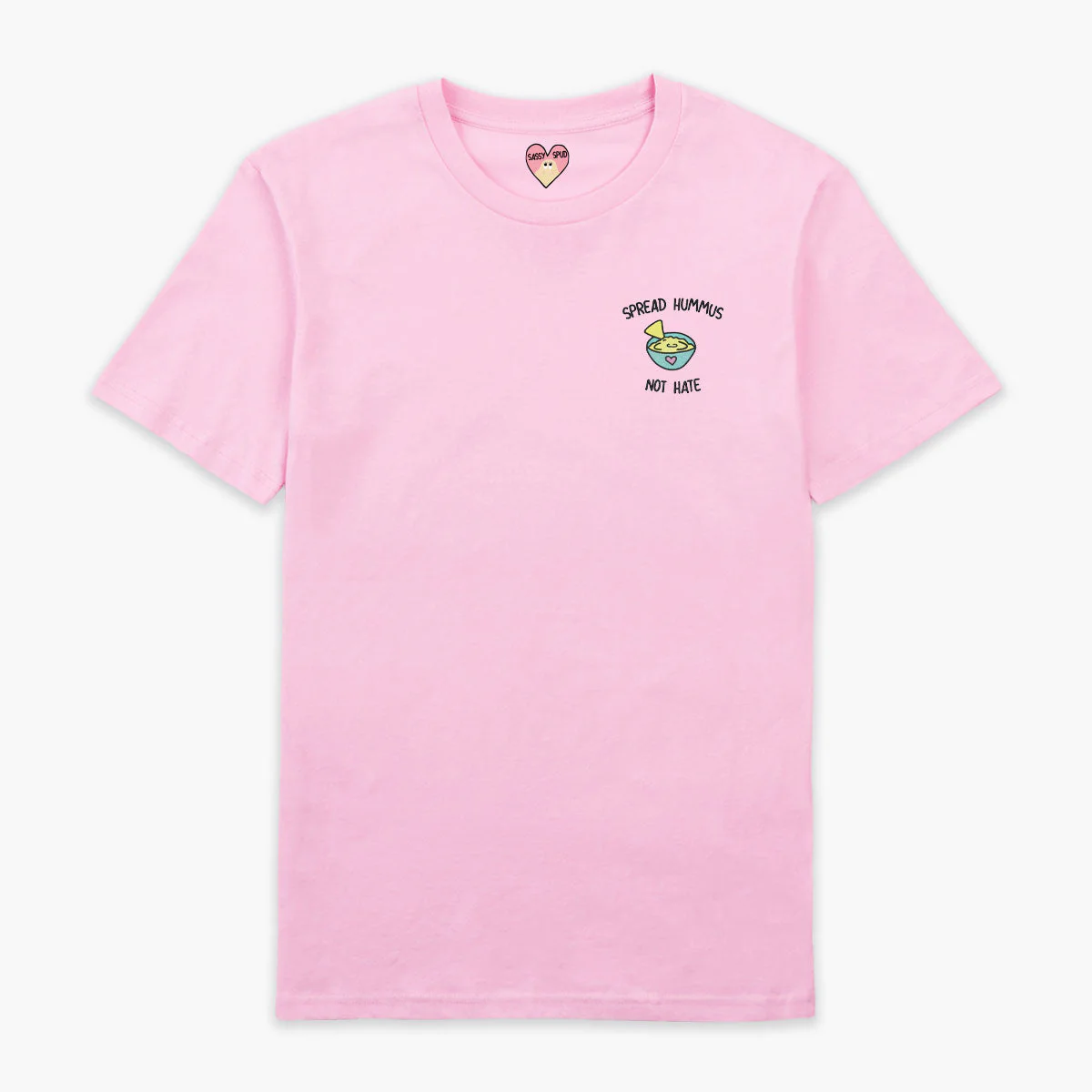 Spread Hummus Not Hate Embroidered T-Shirt (Unisex) - Image 6